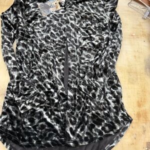 Stylish Black and White Animal Print Button Down Shirt